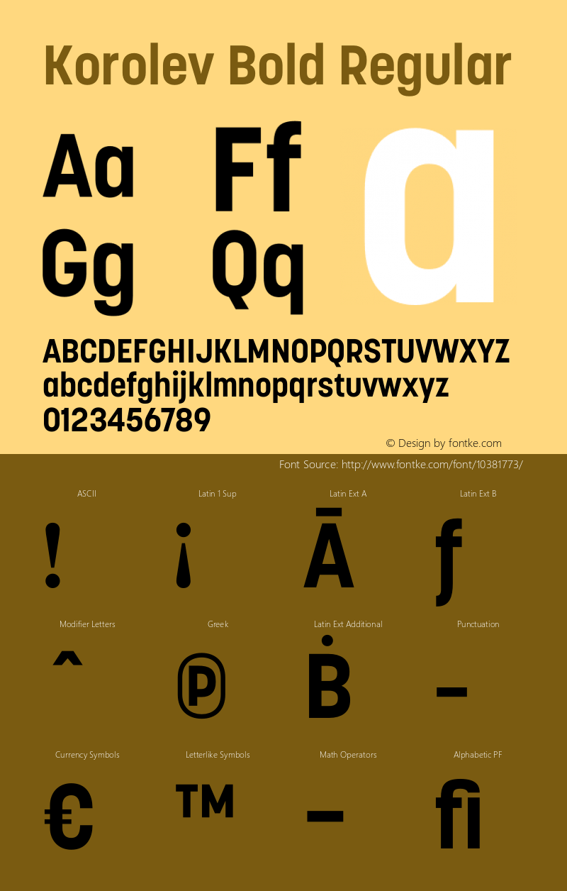 Korolev Bold Regular Version 1.000 Font Sample