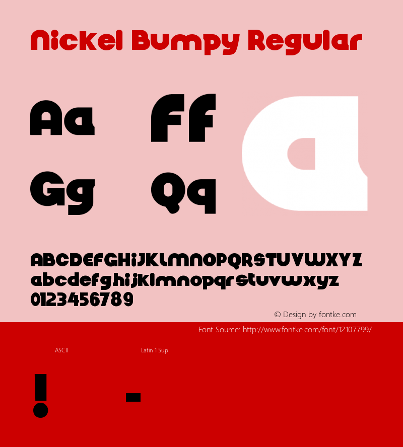 Nickel Bumpy Regular Version 1.00 October 21, 2012, initial release Font Sample