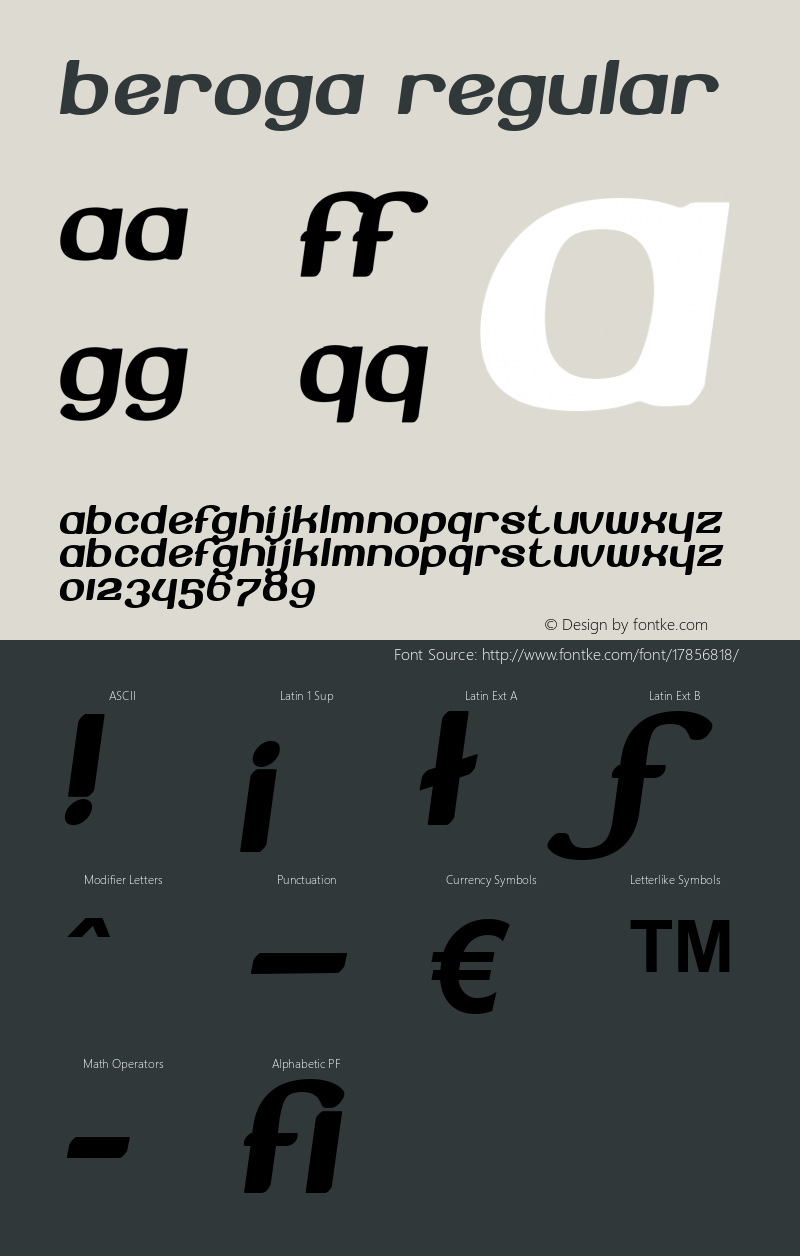 Beroga Regular Version 001.003 Font Sample