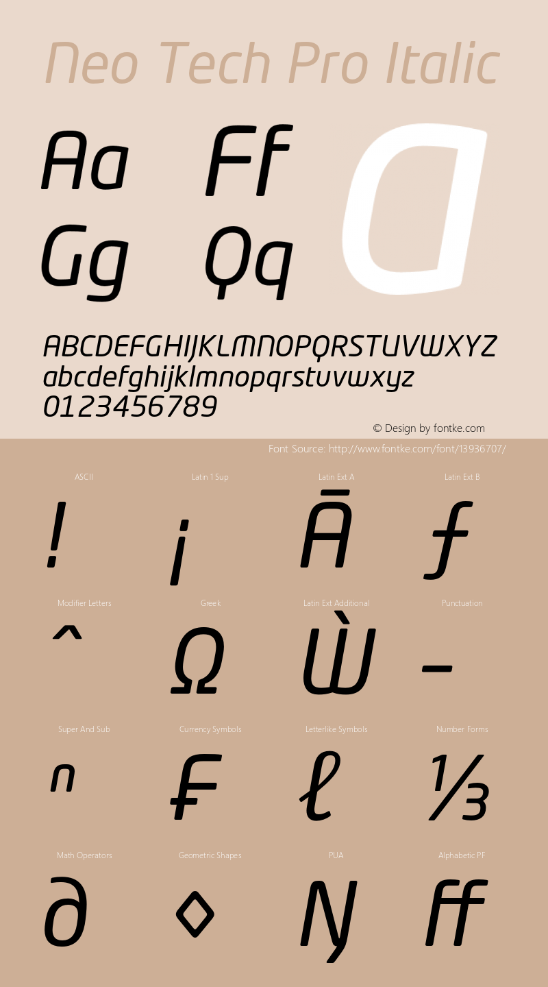 Neo Tech Pro Italic Version 1.055;PS 001.000;Core 1.0.38;makeotf.lib1.6.5960 Font Sample