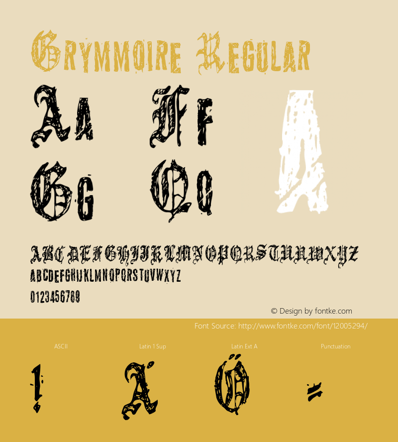 Grymmoire Regular Macromedia Fontographer 4.1 2008.11.30. Font Sample