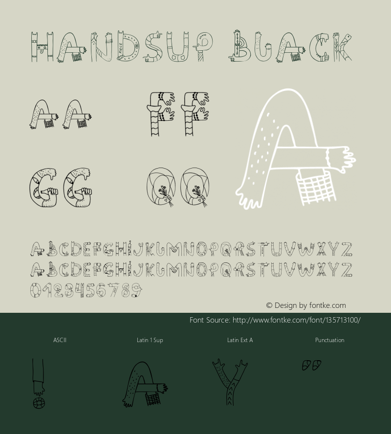 Handsup Black 1.002 Font Sample