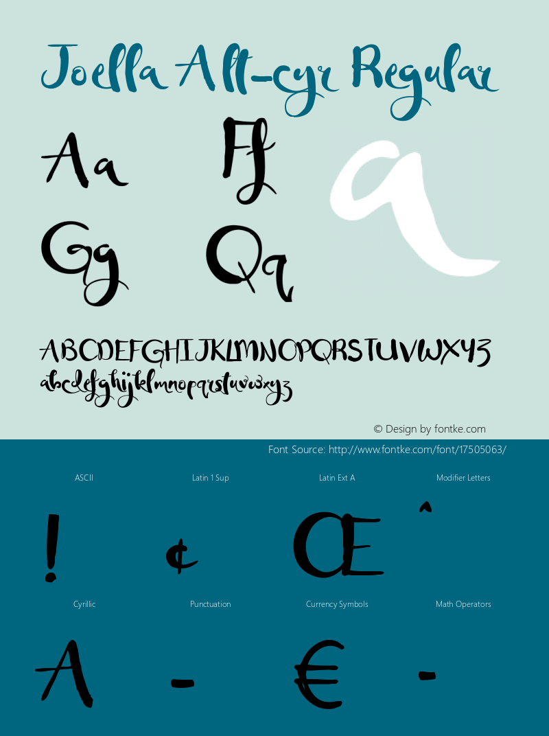 Joella Alt_cyr Regular Version 1.00 July 21, 2016, initial release Font Sample