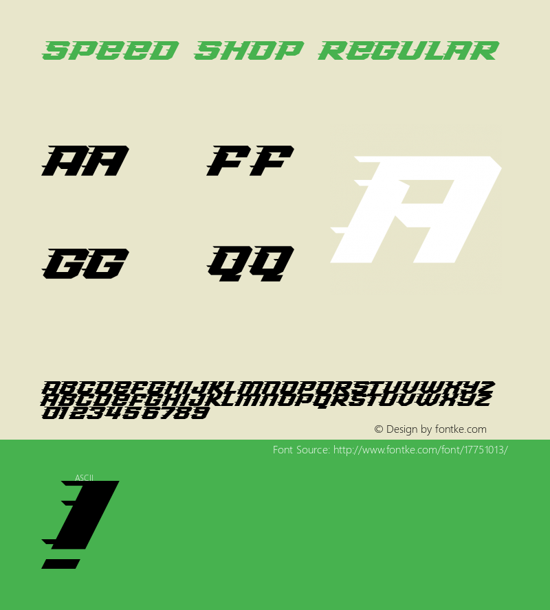 Speed Shop Regular Version 1.0 Font Sample