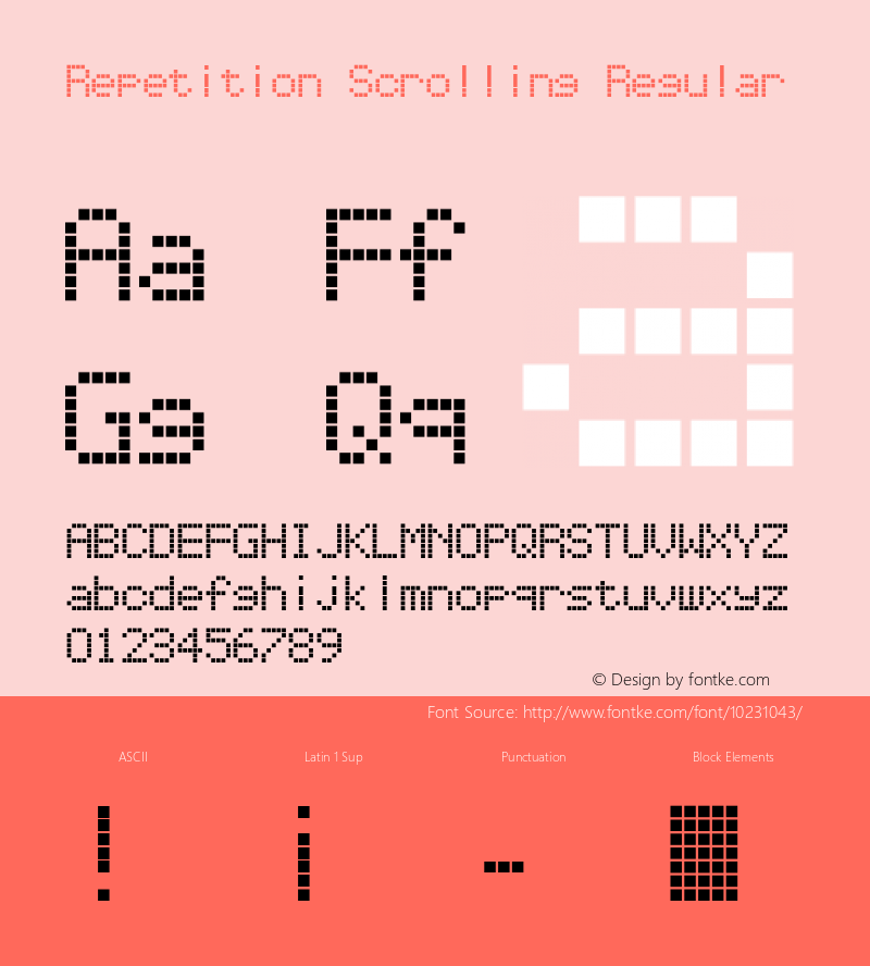 Repetition Scrolling Regular Macromedia Fontographer 4.1 10/26/00 Font Sample