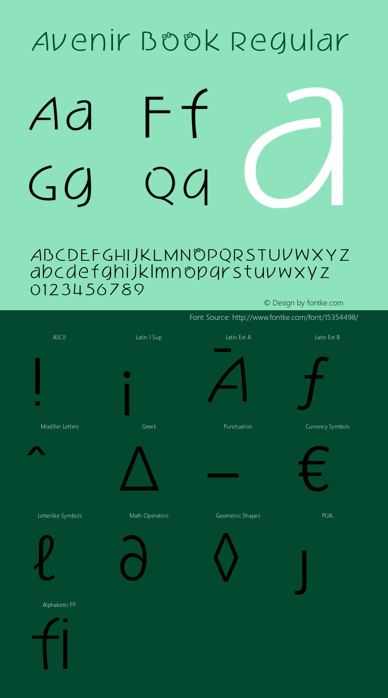 Avenir Book Regular 8.0d5e3 Font Sample