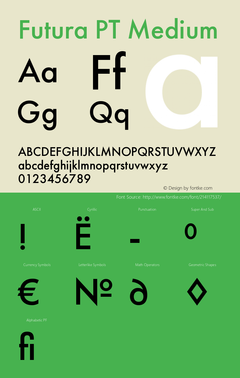 Futura Cyrillic Medium Version 1.007图片样张