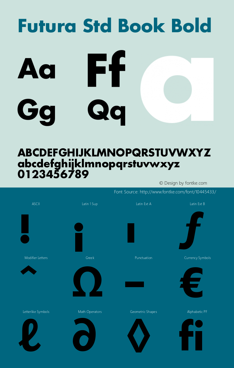 Futura Std Book Bold OTF 1.029;PS 001.003;Core 1.0.33;makeotf.lib1.4.1585 Font Sample