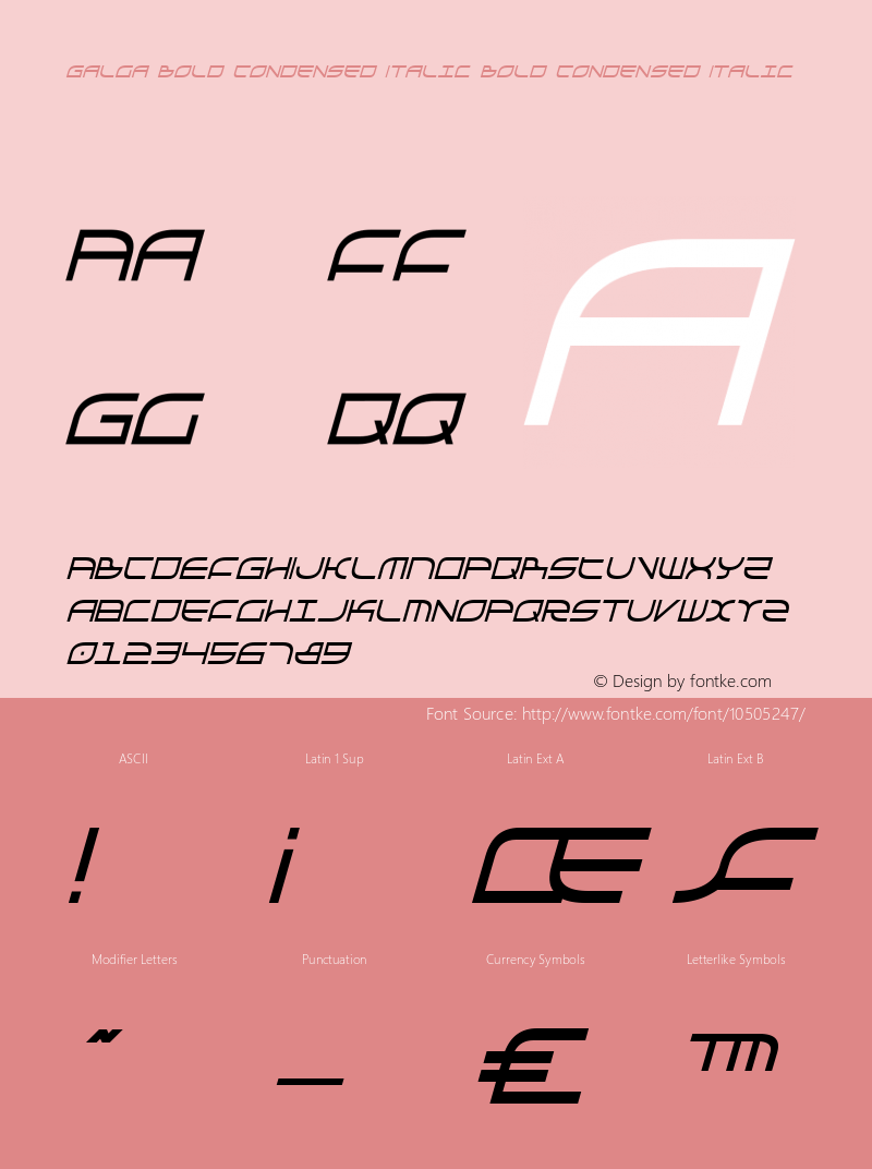 Galga Bold Condensed Italic Bold Condensed Italic 001.000 Font Sample