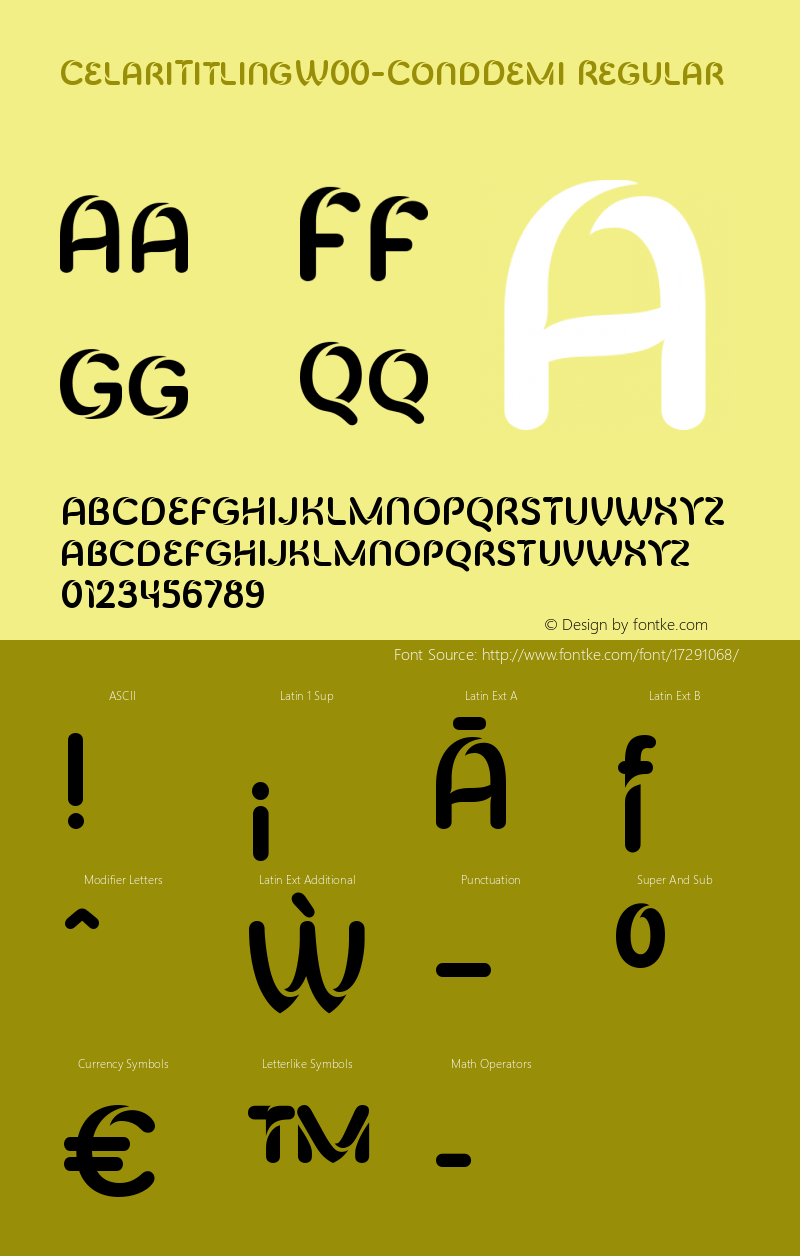 CelariTitlingW00-CondDemi Regular Version 1.00 Font Sample