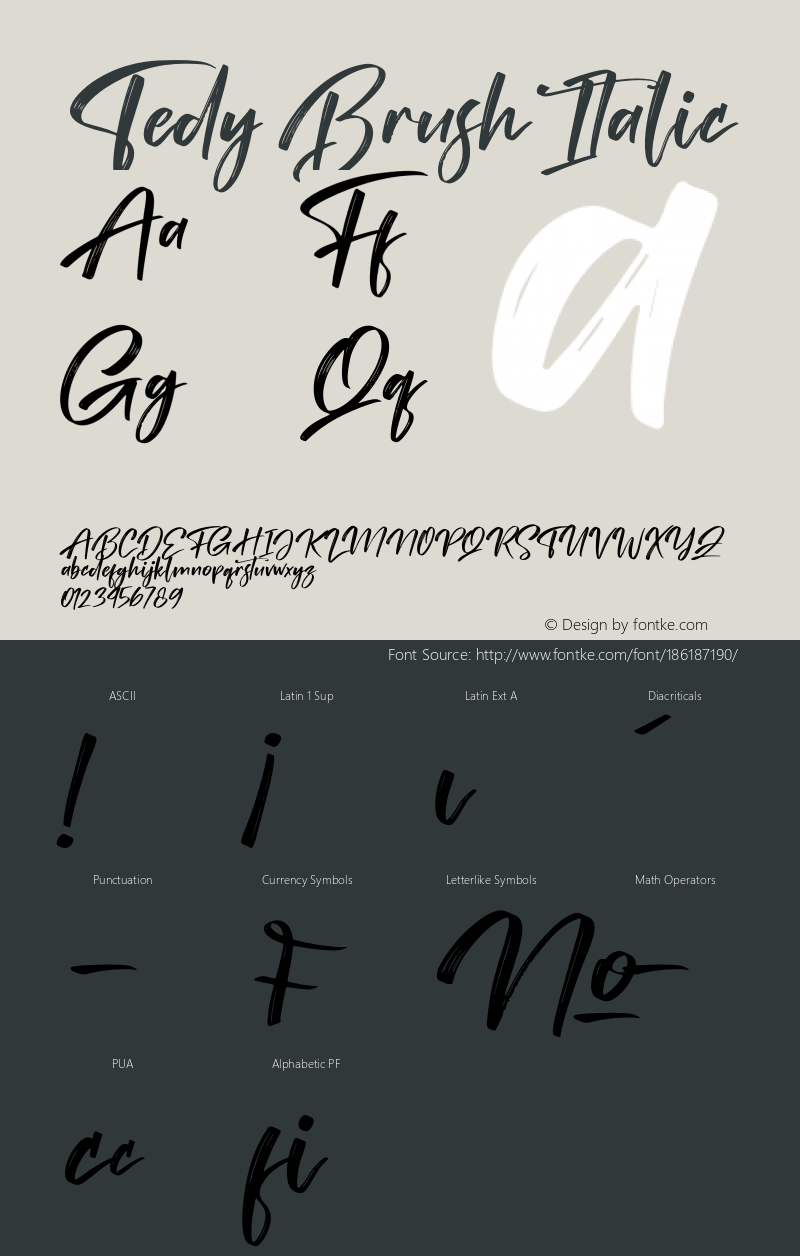 Tedy Brush Italic Version 1.00;August 16, 2021;FontCreator 13.0.0.2683 64-bit图片样张