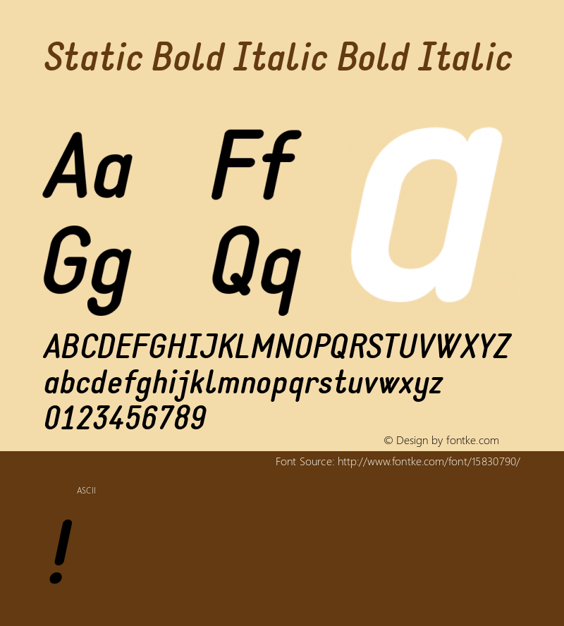 Static Bold Italic Bold Italic Version 1.000; ttfautohint (v1.4.1) Font Sample