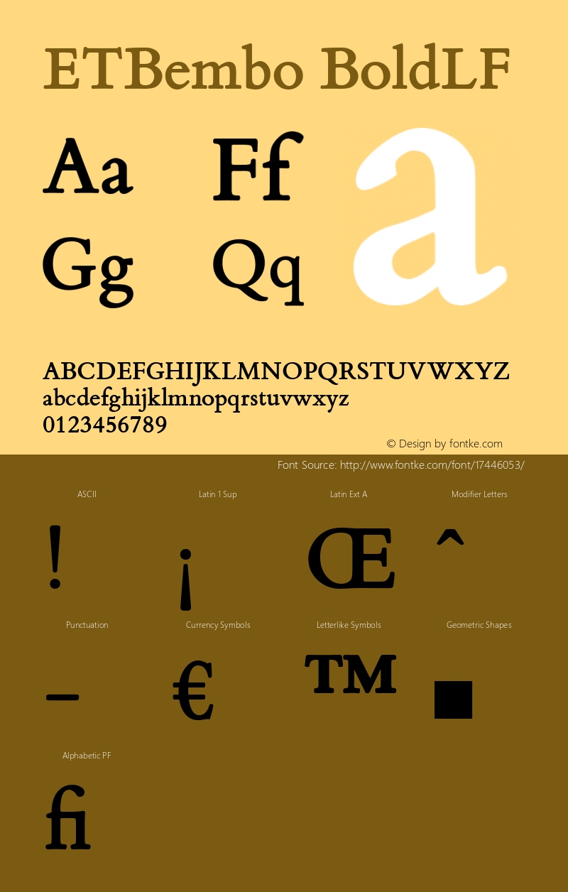 ETBembo BoldLF Version 001.001 Font Sample