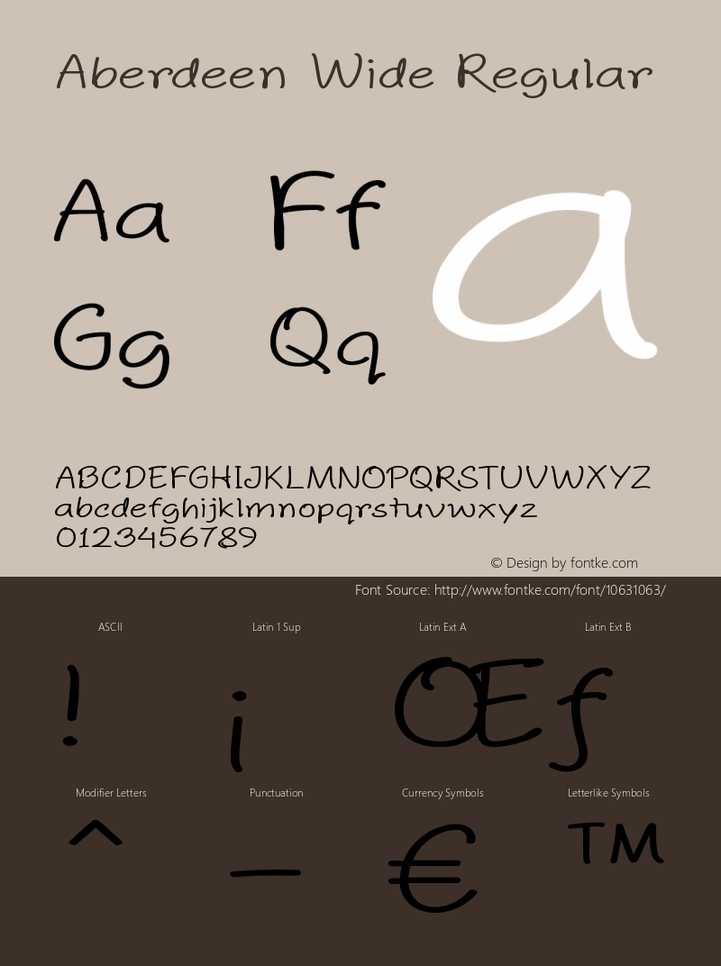 Aberdeen Wide Regular Version 1.00 October 26, 2014, initial release Font Sample