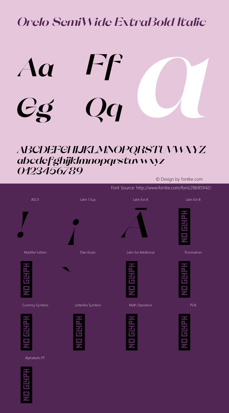 Orelo SemiWide ExtraBold Italic Version 1.000;PS 001.000;hotconv 1.0.88;makeotf.lib2.5.64775 Font Sample