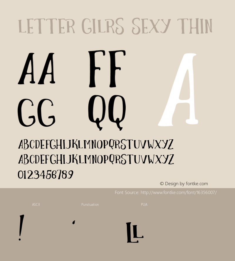 LETTER GILRS SEXY Thin Version 1.000 Font Sample