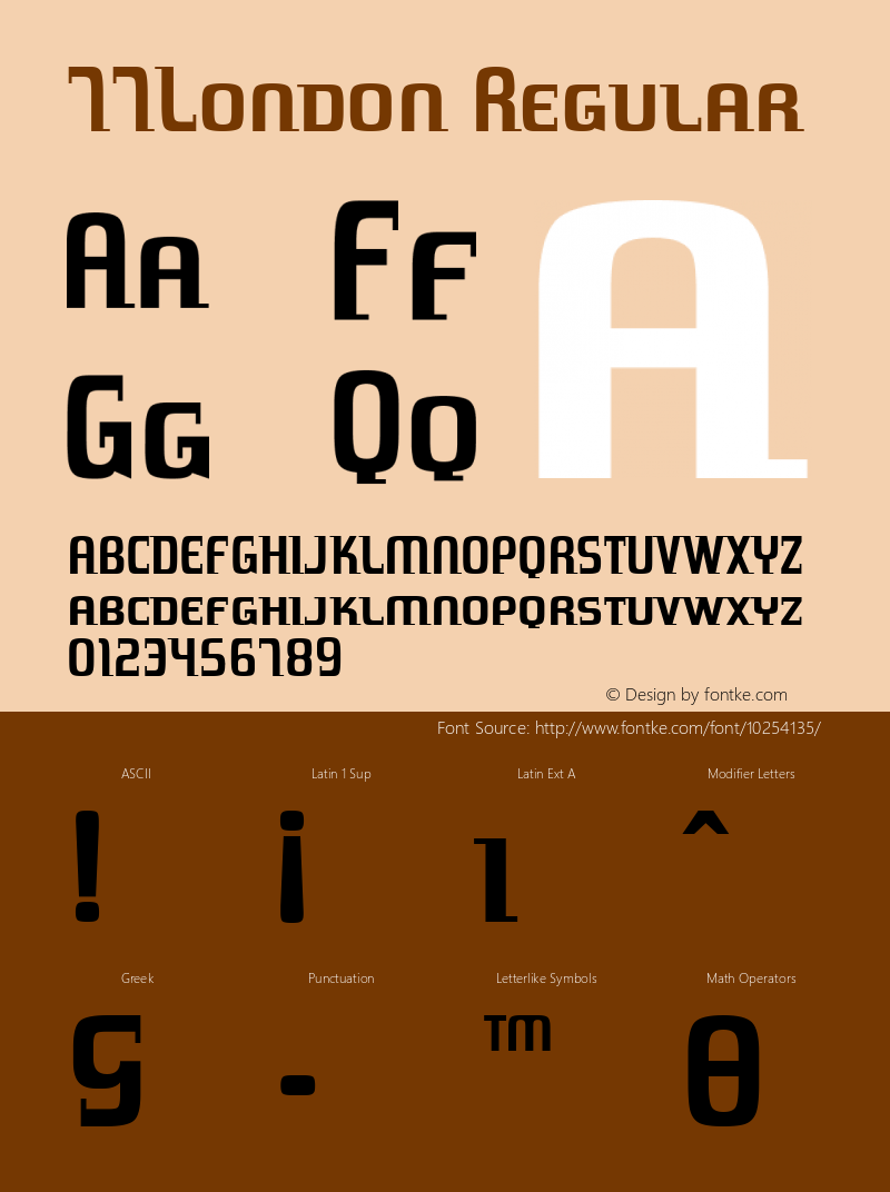 77London Regular Macromedia Fontographer 4.1 18/05/2002 Font Sample