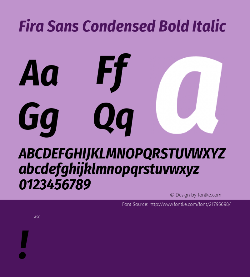 FiraSansCondensed Version 1.0 Font Sample