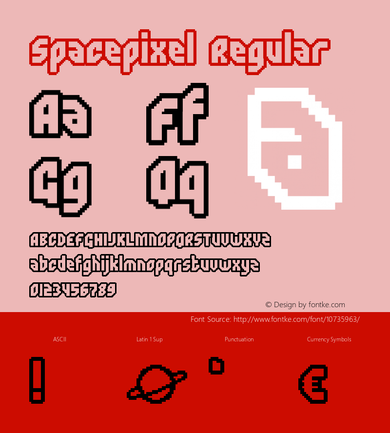 Spacepixel Regular Version 1.0 Font Sample