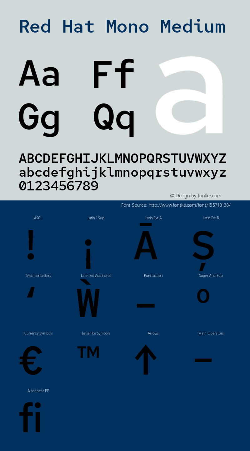 Red Hat Mono Medium Version 1.010 Font Sample