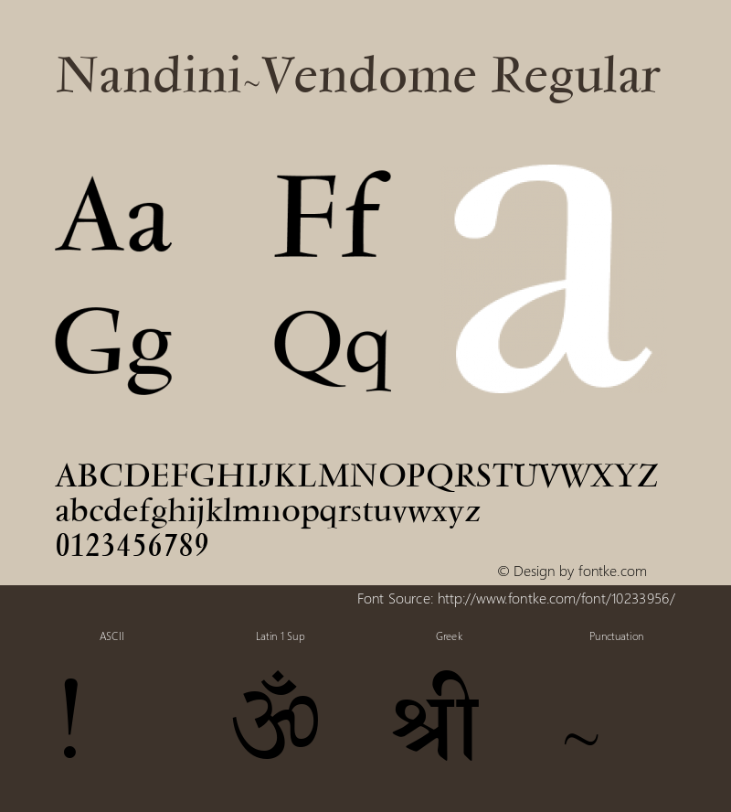 Nandini-Vendome Regular 1.0 Fri Sep 09 14:47:31 1994 Font Sample