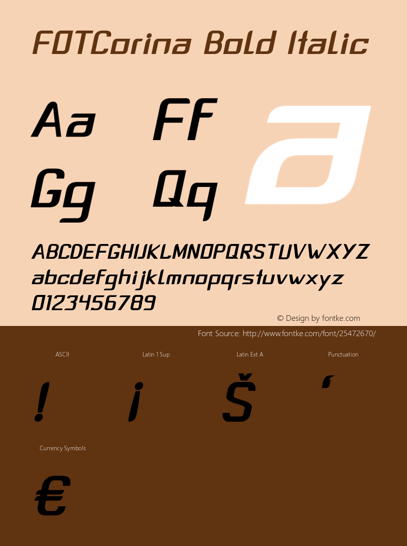 FOTCorina-BoldItalic Version 1.000 Font Sample