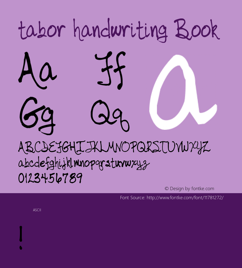 tabor handwriting Book Version 1.00 February 25, 20 Font Sample