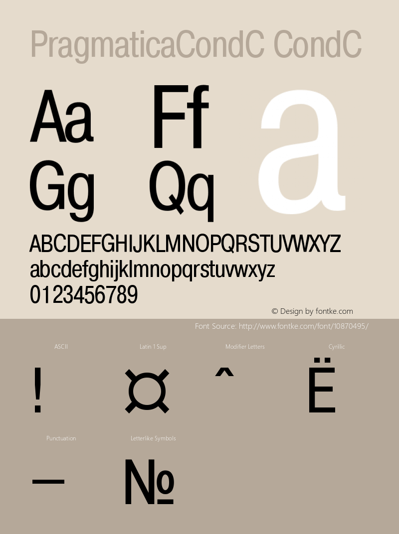 PragmaticaCondC CondC Version 001.000 Font Sample