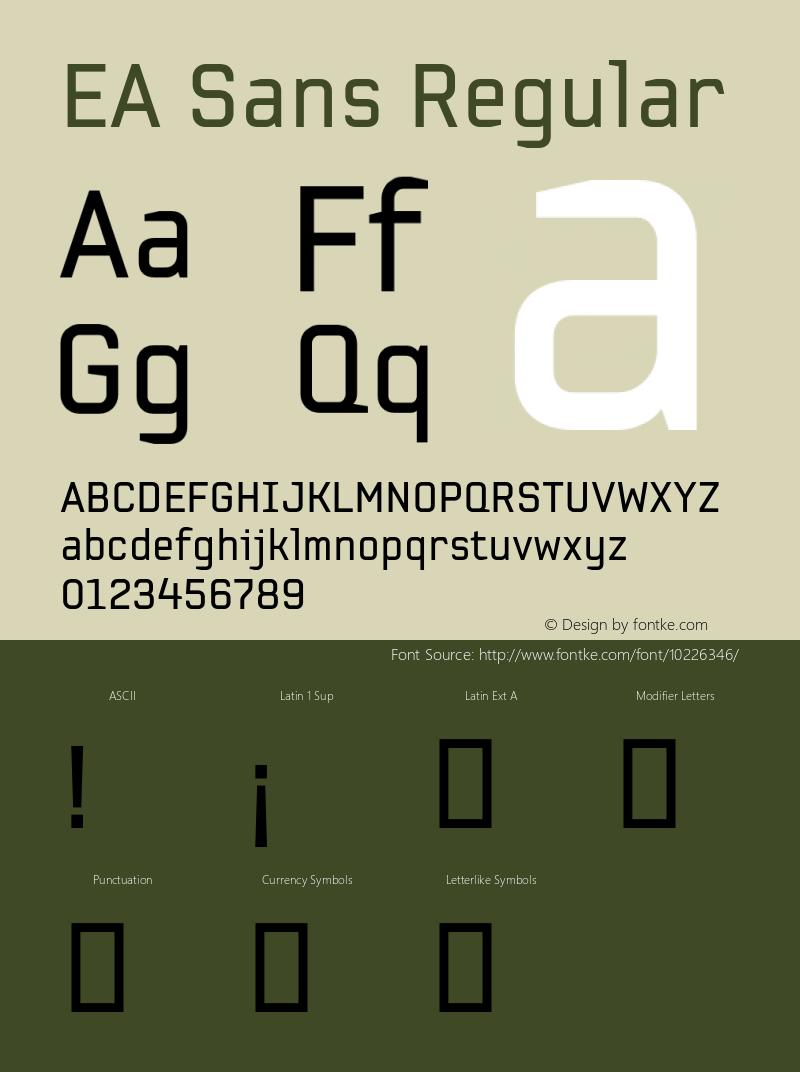 EA Sans Regular Version 1.000 Font Sample