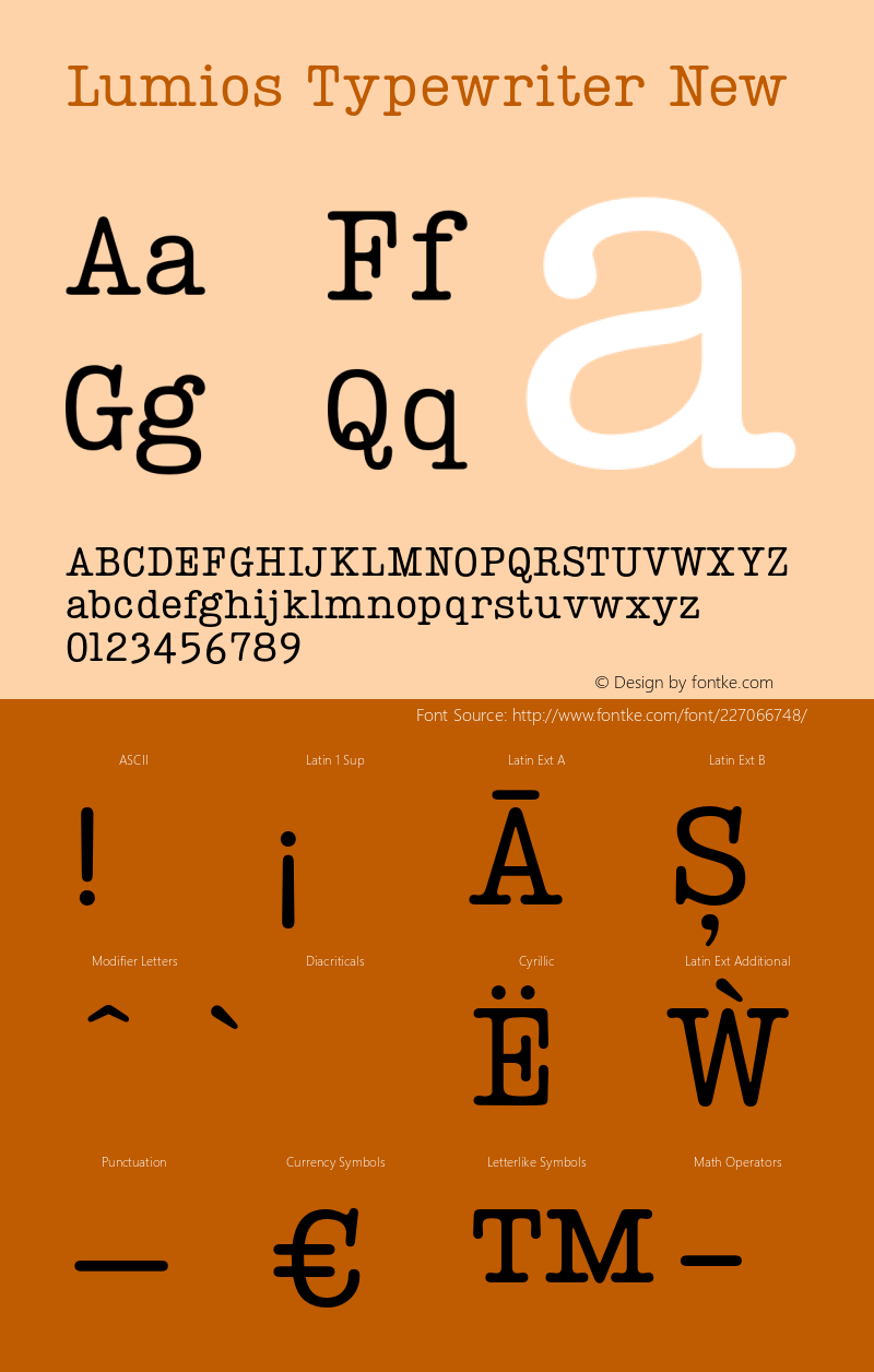 LumiosTypewriter-New Version 1.000;PS 001.000;hotconv 1.0.88;makeotf.lib2.5.64775图片样张