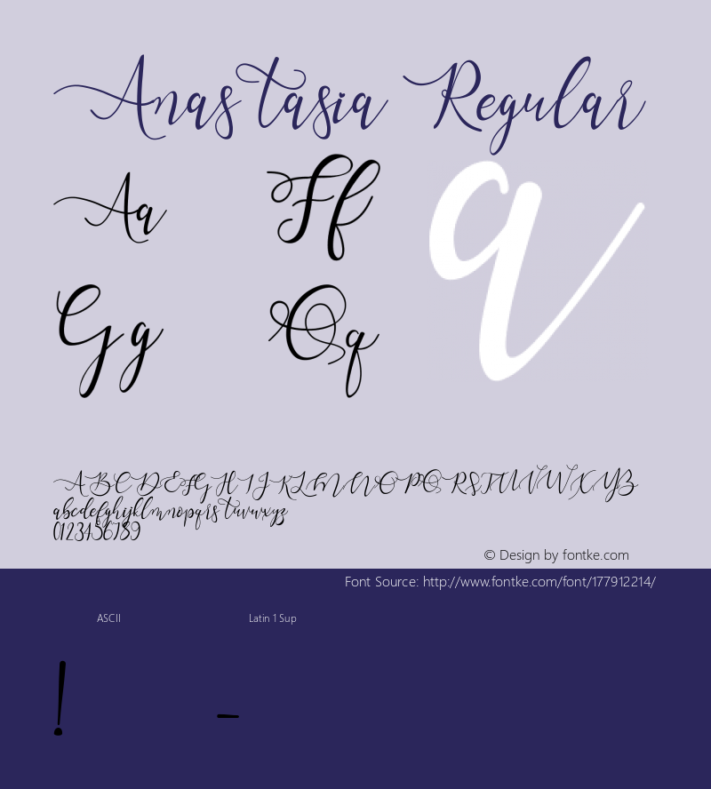 Anastasia Version 1.00;February 12, 2021;FontCreator 12.0.0.2525 64-bit图片样张