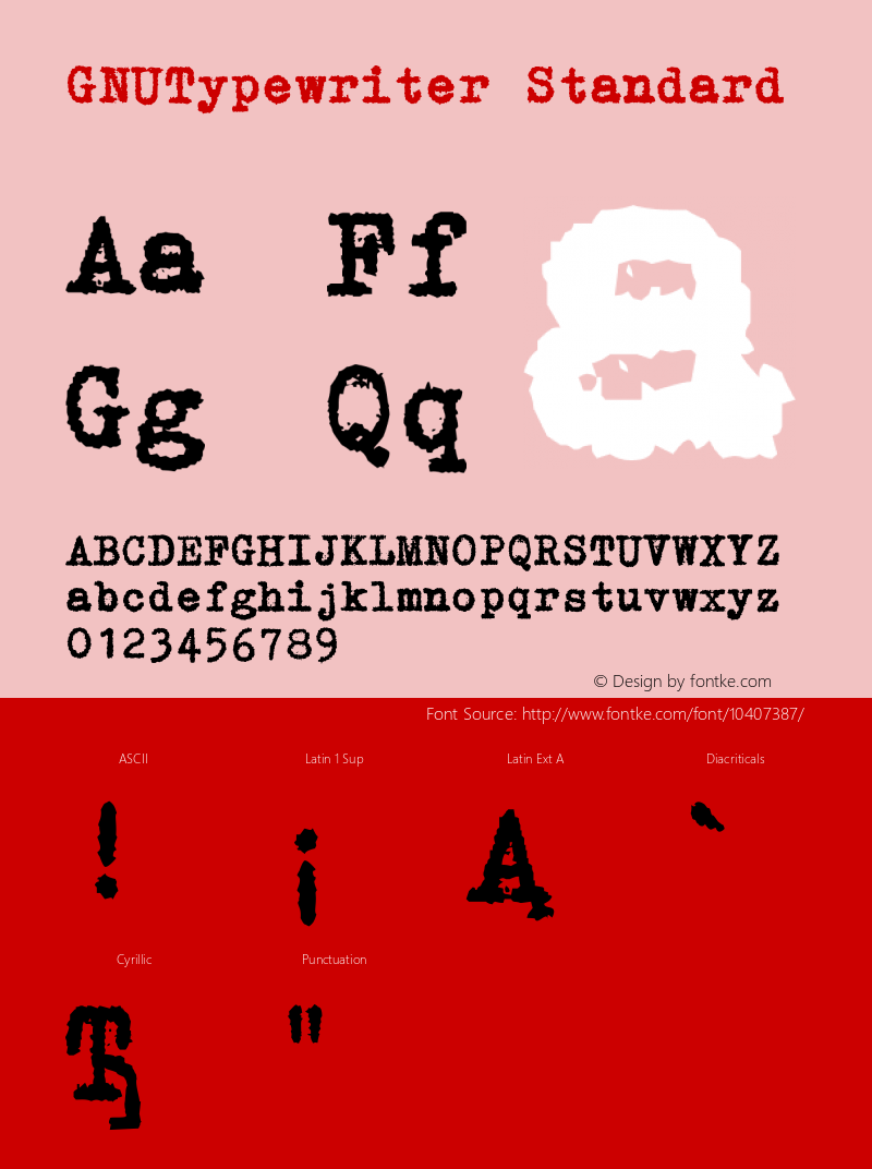 GNUTypewriter Standard Version 001.000 Font Sample