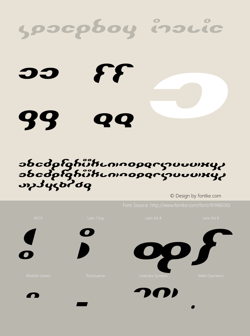 Spaceboy Italic Version 001.000 Font Sample