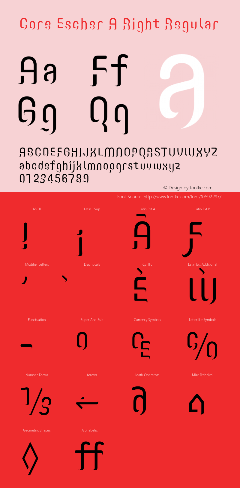 Core Escher A Right Regular Version 1.000 Font Sample