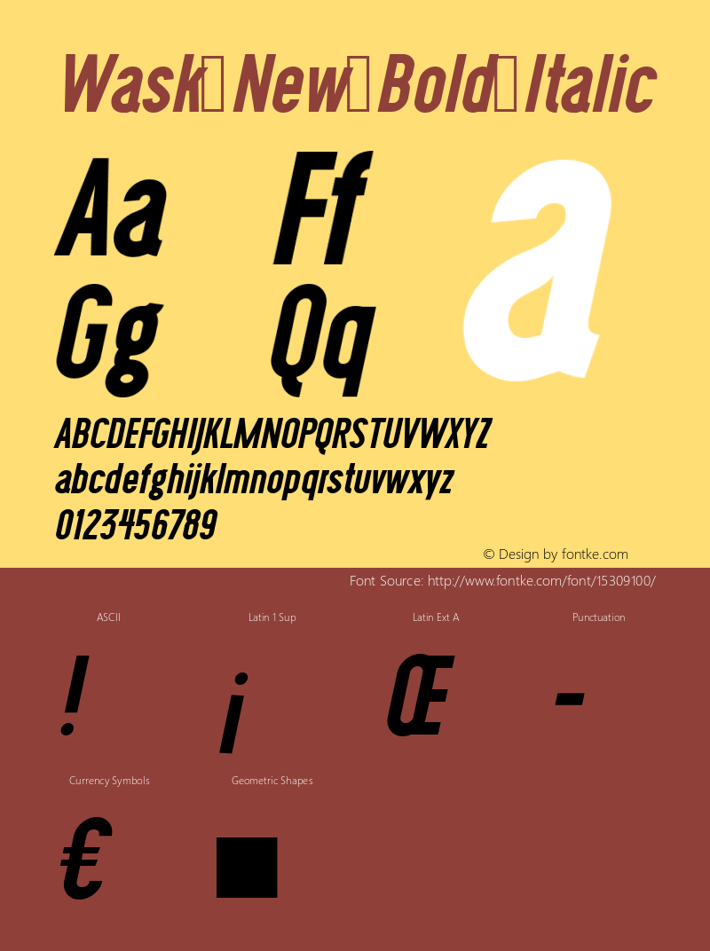 Wask New Bold Italic Version 1.00 June 3, 2015, initial release Font Sample