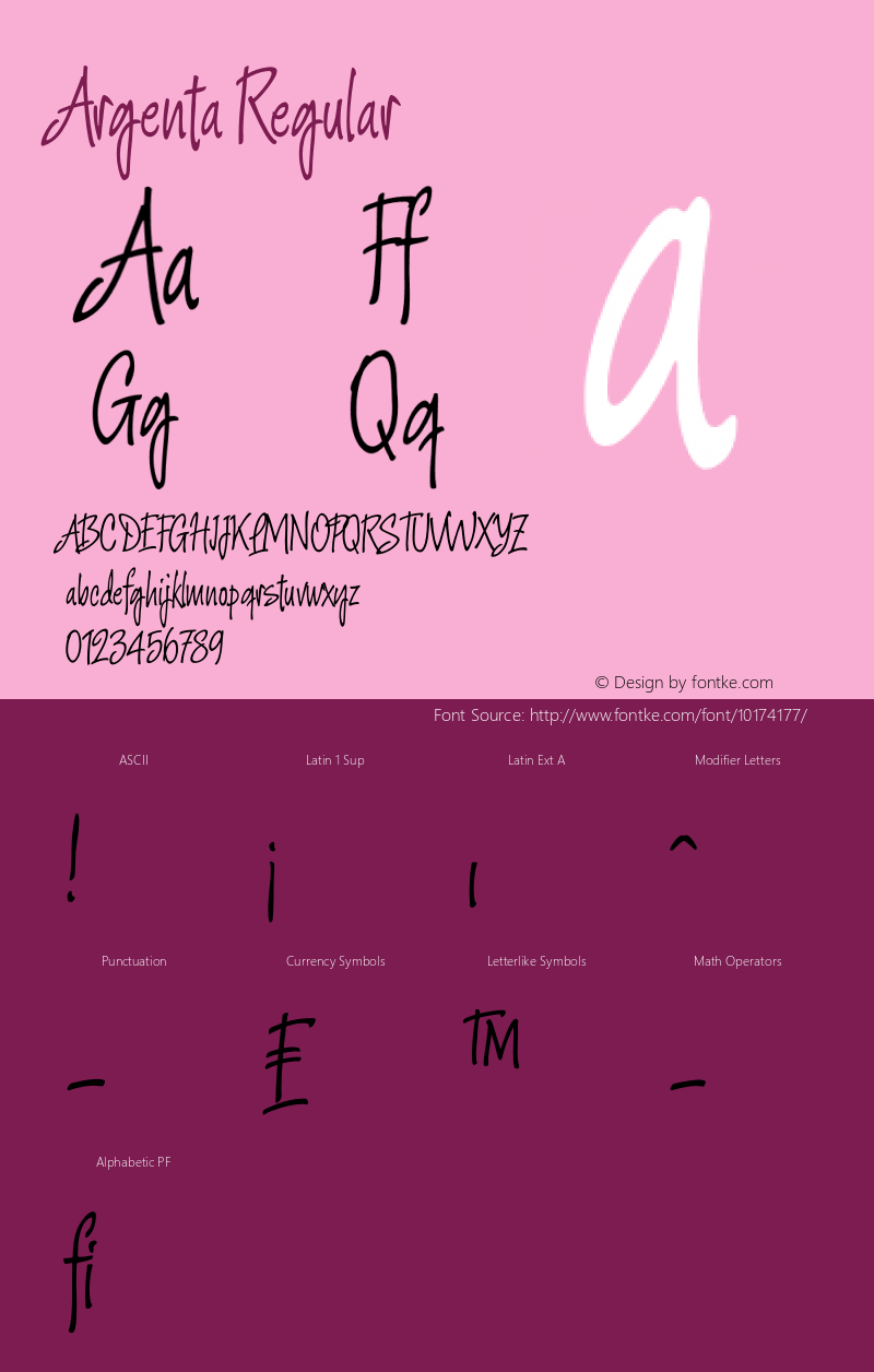 Argenta Regular 001.000 Font Sample