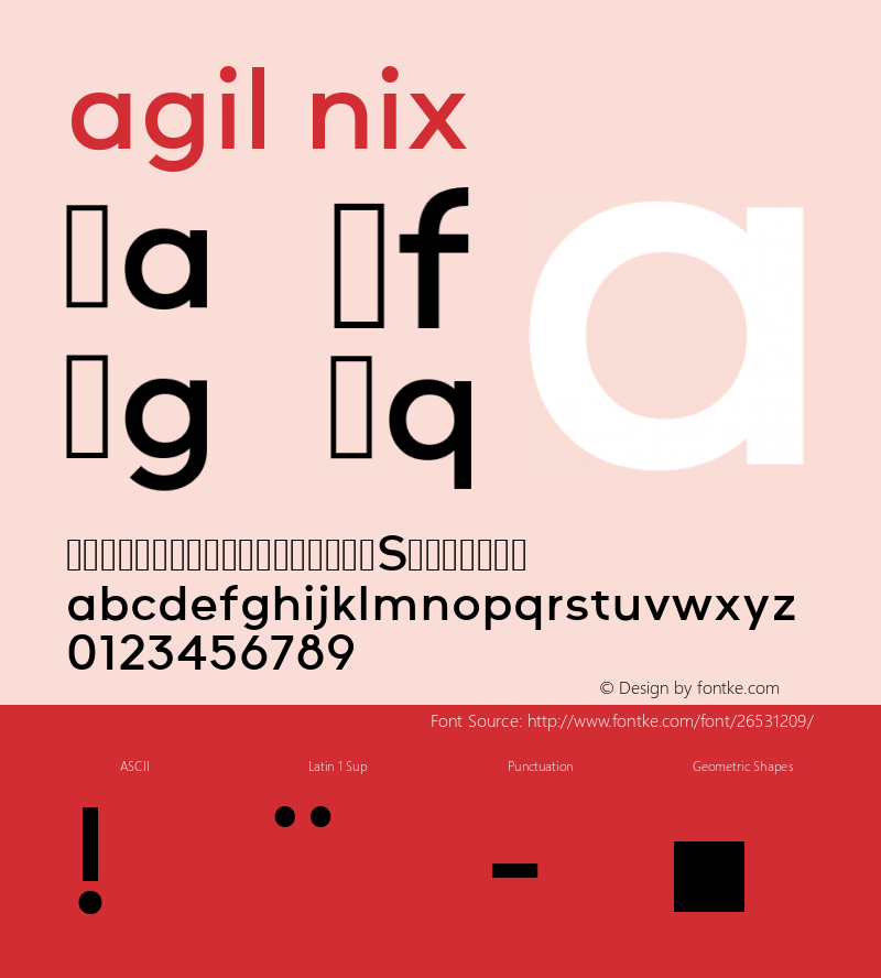 agil nix Version 1.000;PS 001.000;hotconv 1.0.88;makeotf.lib2.5.64775 Font Sample