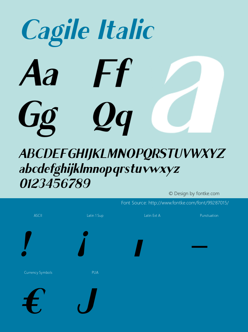 Cagile Italic 001.000 Font Sample