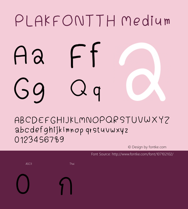 PLAKFONTTH Version 001.000 Font Sample