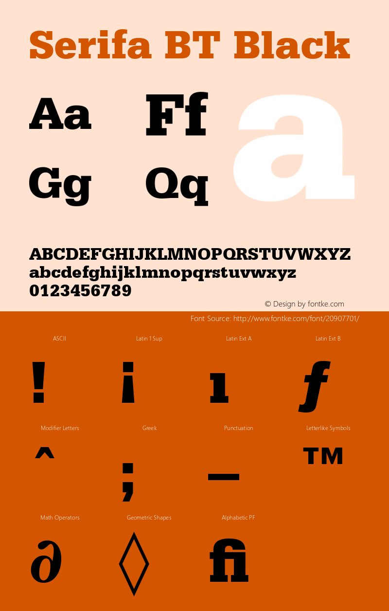 Serifa Black BT spoyal2tt v1.25 Font Sample