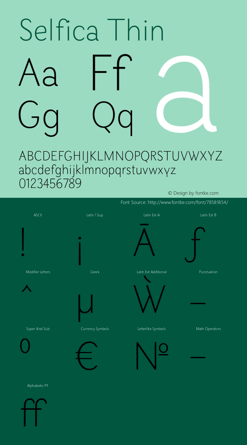 Selfica-Thin 1.000 Font Sample