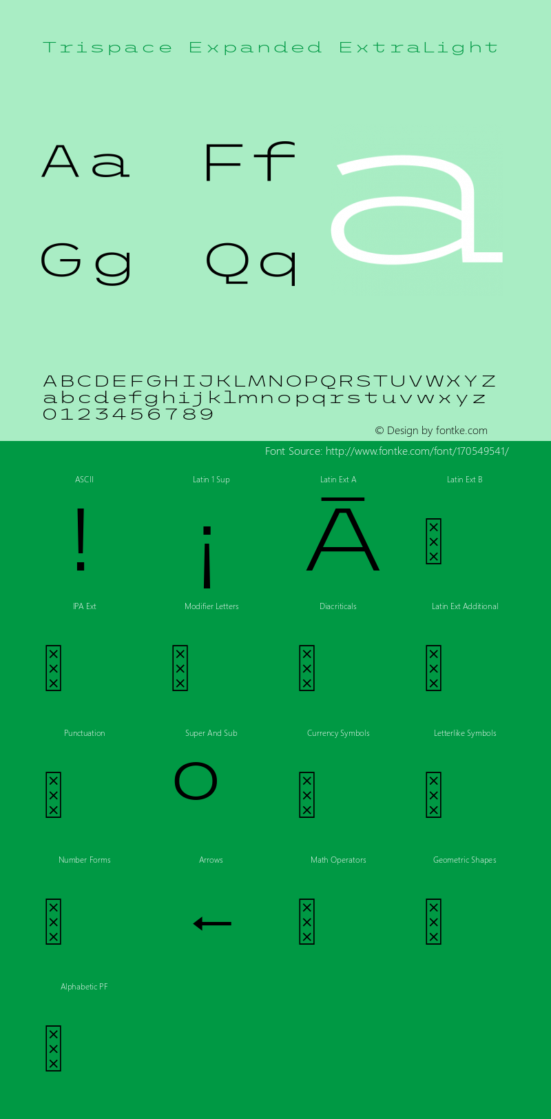 Trispace Expanded ExtraLight Version 1.210; ttfautohint (v1.8.3)图片样张