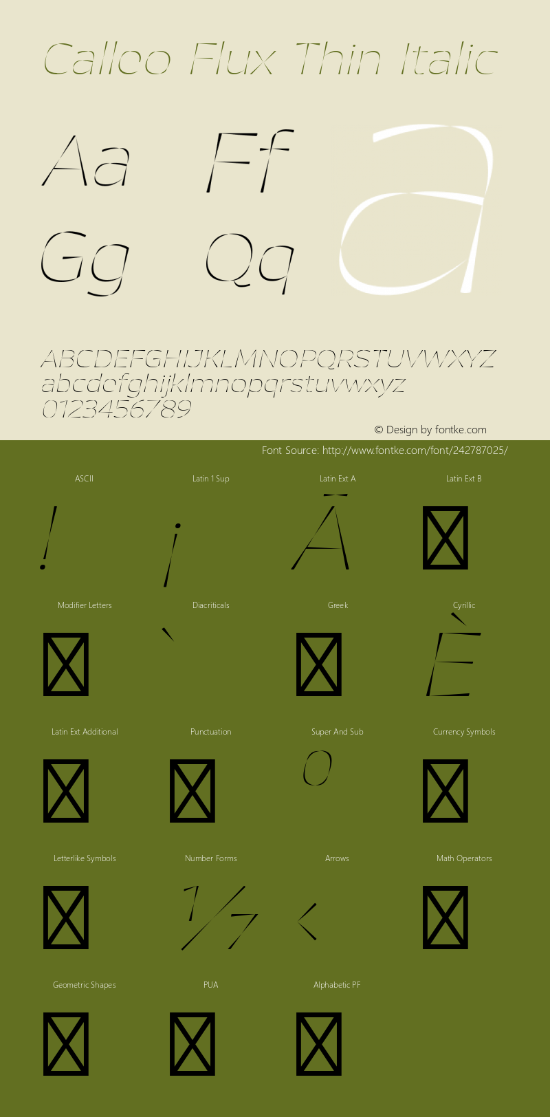 Calleo Flux Thin Italic Version 1.0图片样张