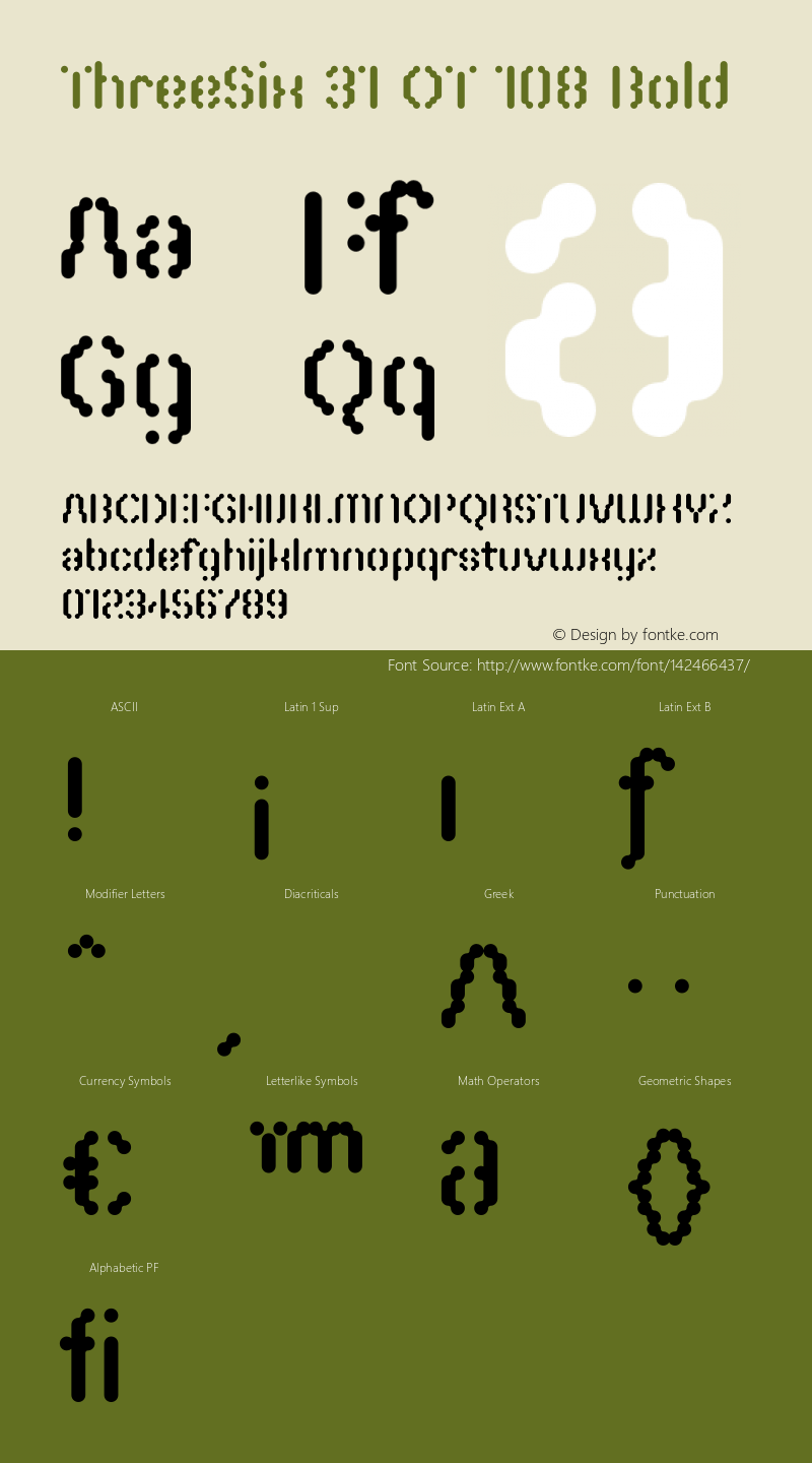 ThreeSix31OT-108Bold Version 7.504; 2012; Build 1020 Font Sample