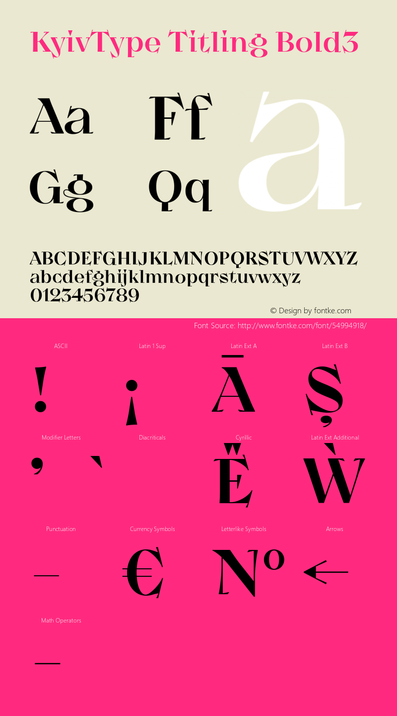 KyivType Titling Bold3 Version 1.002 Font Sample