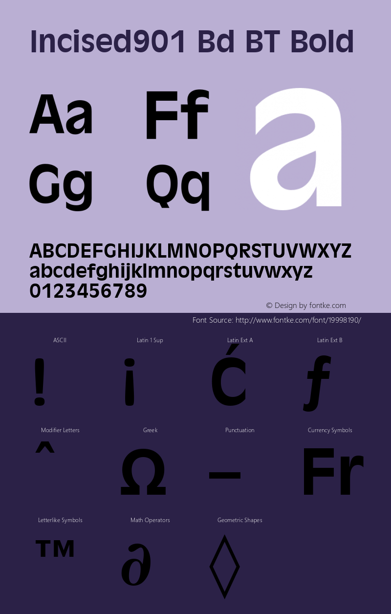 Incised901 Bd BT Bold mfgpctt-v4.4 Dec 22 1998 Font Sample