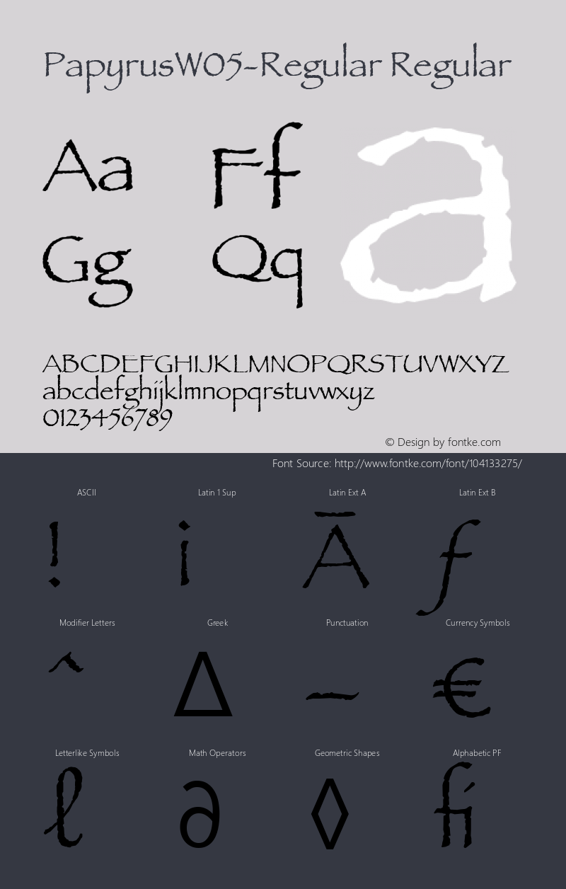 Papyrus W05 Regular Version 1.20 Font Sample