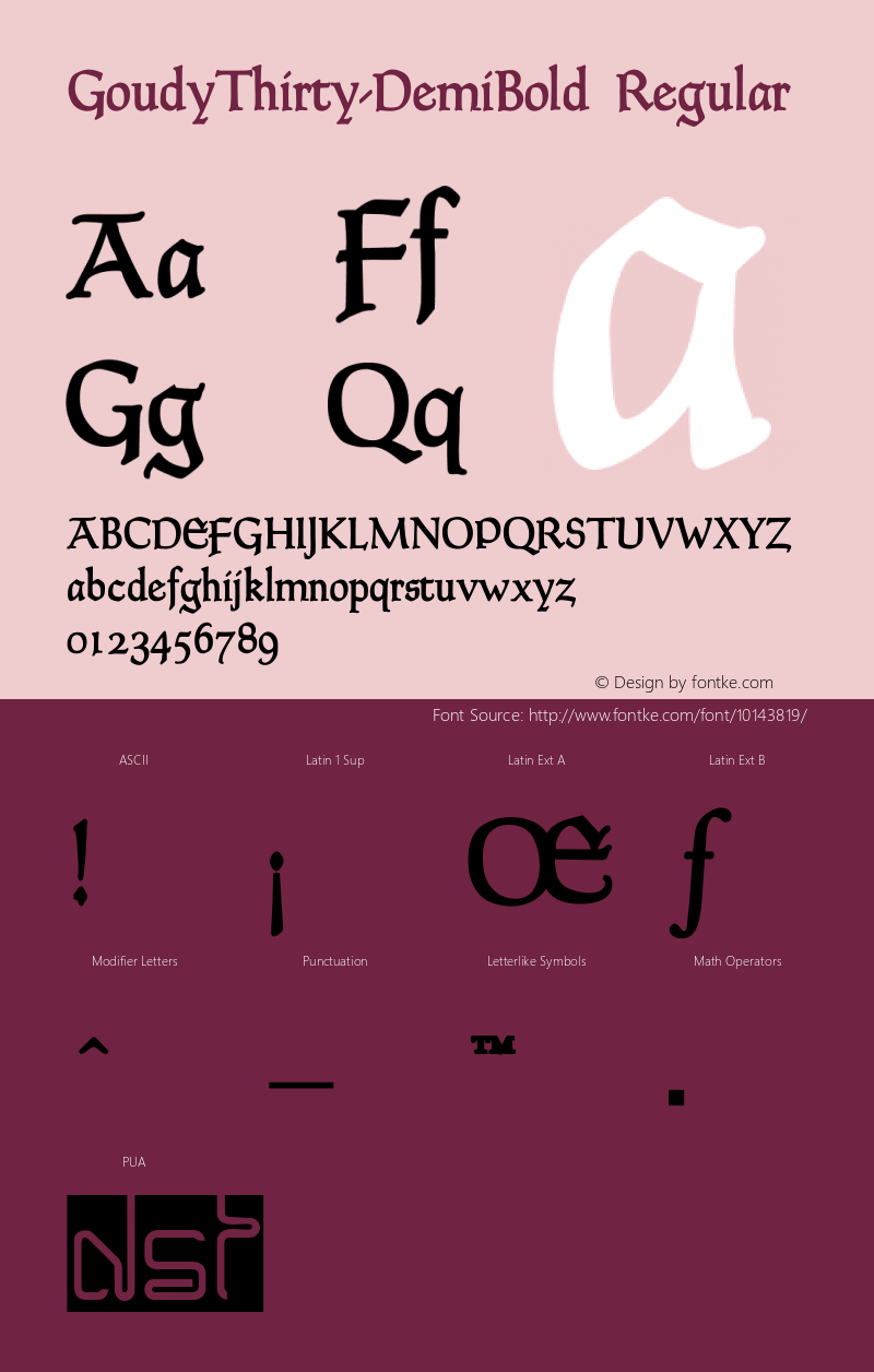 GoudyThirty-DemiBold Regular 1.23 Font Sample