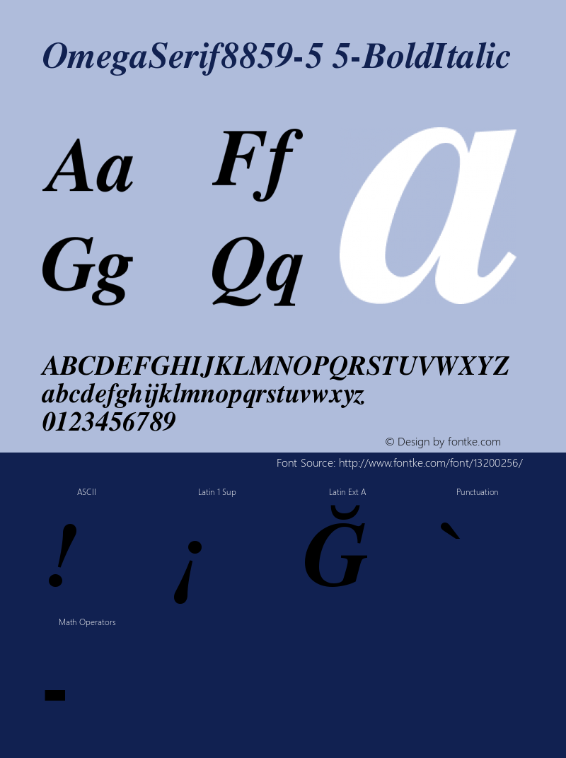 OmegaSerif8859-5 5-BoldItalic Version 001.000 Font Sample