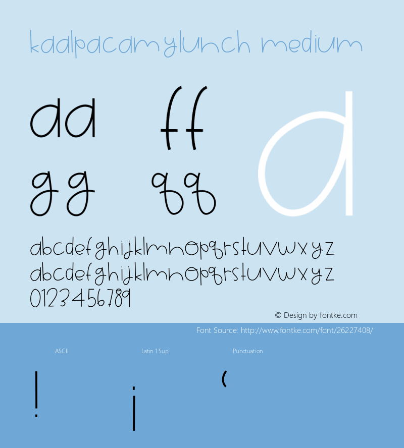 KAAlpacaMyLunch Version 001.000 Font Sample